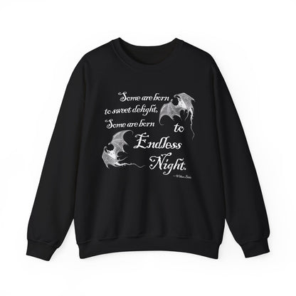Dark Academia 'Endless Night' William Blake Quote, Cozy Unisex Sweatshirt for Halloween, Bookish Fall Fashion, Poetry Lovers, Goth Aesthetic