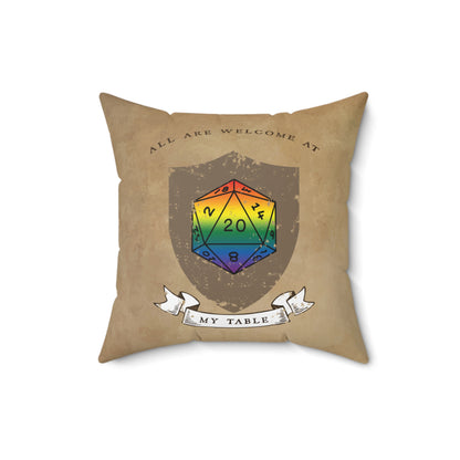 D20 Pride  | All Are Welcome At My Table | Faux Suede Square Pillow