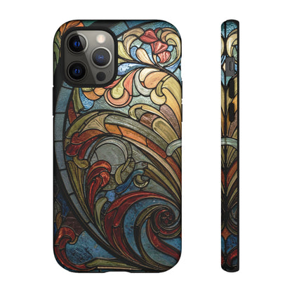Faux Stained Glass iPhone Case, Art Nouveau Tough Case, Vintage Art Lover Gift, Durable Protector, Artistic Phone Cover, Art Deco Phone Case