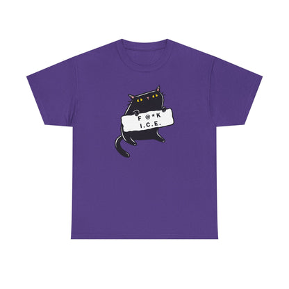 Black Cat Protest Unisex Tee - F**k Ice, Activist Cotton T-Shirt, Cat Lover Gift, Anti-Trump Shirt, Protester Gift, Political Tee