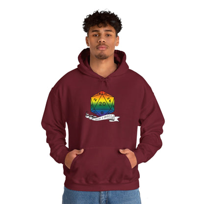 Nerdy Rainbow Flag Pride | How I Roll | Pride Flag D20 Hoodie | Unisex Heavy Blend™ Hooded Sweatshirt