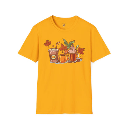 Fall Coffee Shirt, Cute Fall T-Shirt, Coffee Lover tee, Halloween Pumpkin Latte, Pumpkin Spice Shirt,  Unisex Softstyle T-Shirt