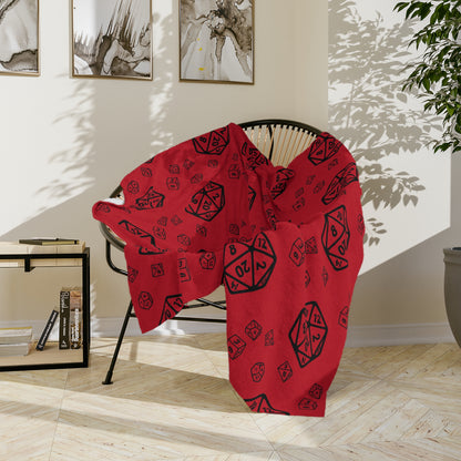D20 Red Cozy Lightweight Velveteen Microfiber Blanket, Dorm Room Throw, Reading Blanket, Gaming Blanket
