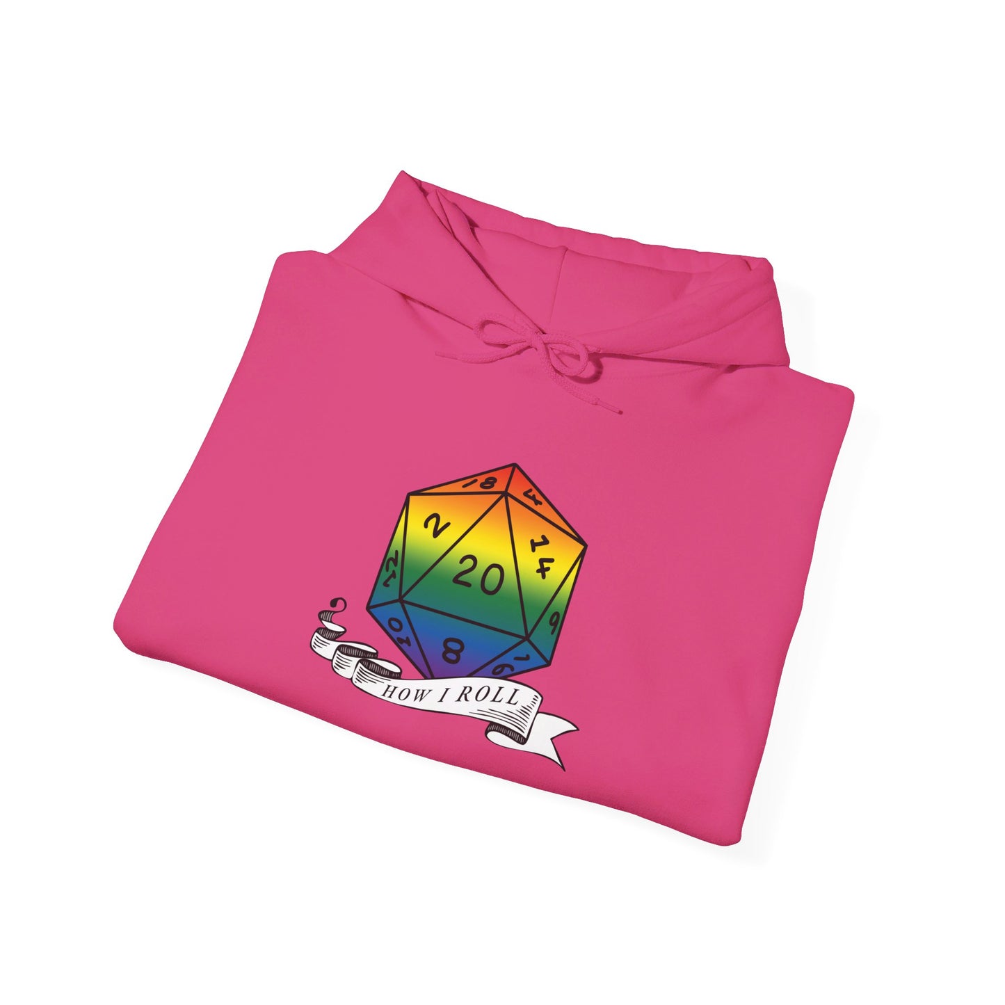 Nerdy Rainbow Flag Pride | How I Roll | Pride Flag D20 Hoodie | Unisex Heavy Blend™ Hooded Sweatshirt