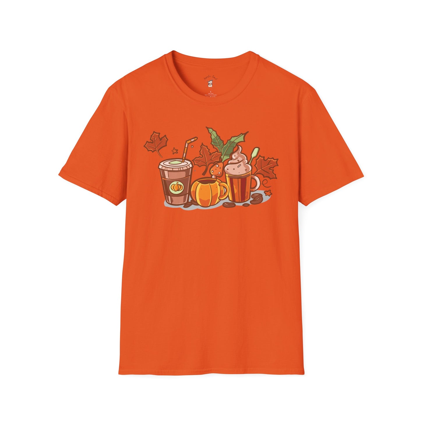 Fall Coffee Shirt, Cute Fall T-Shirt, Coffee Lover tee, Halloween Pumpkin Latte, Pumpkin Spice Shirt,  Unisex Softstyle T-Shirt