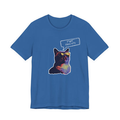 Y2K  Anti-Fascists Cat T-Shirt, Anti-Trump, Cat Lovers Gift, Activist Protest Tee, 1990's, 90's Aesthetic