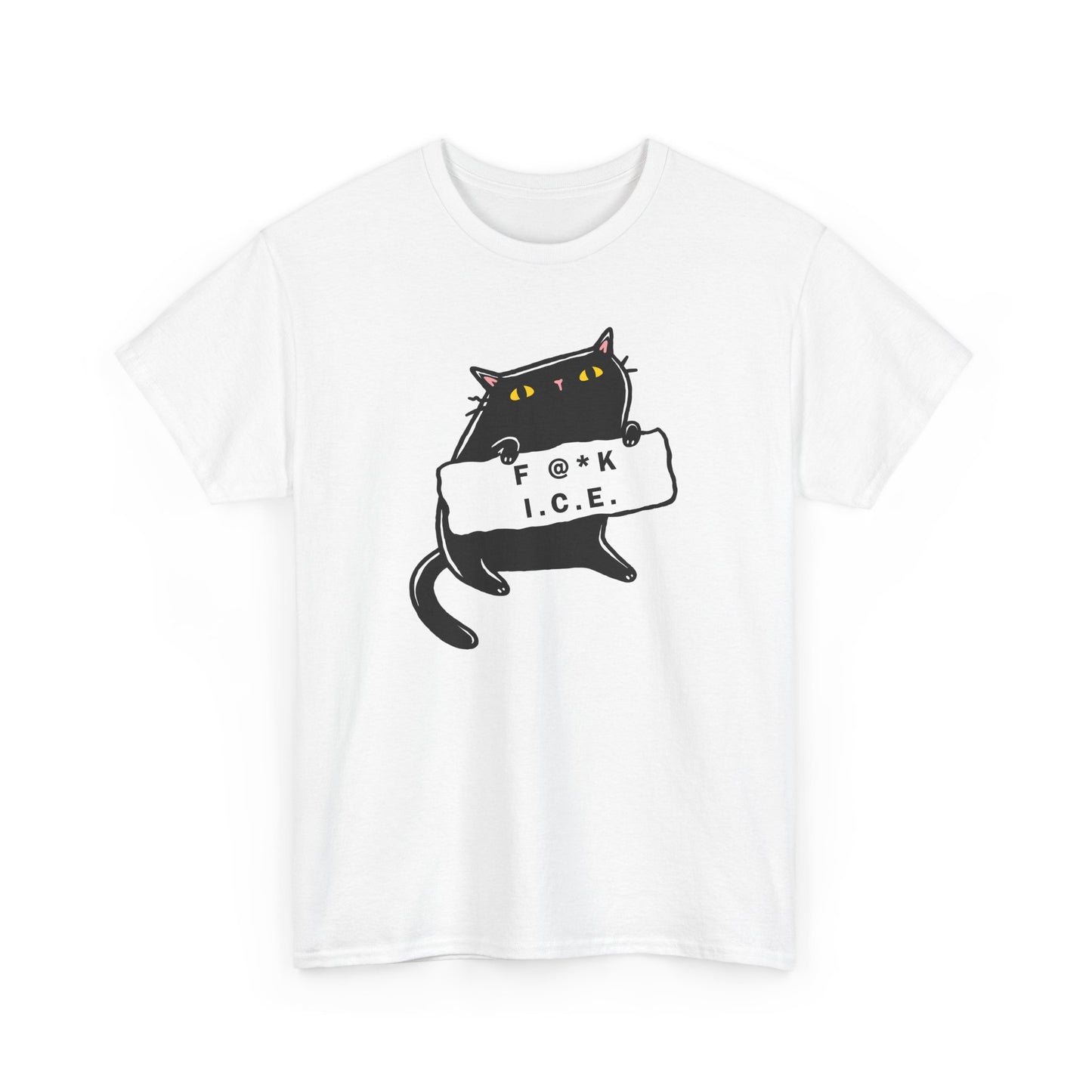 Black Cat Protest Unisex Tee - F**k Ice, Activist Cotton T-Shirt, Cat Lover Gift, Anti-Trump Shirt, Protester Gift, Political Tee