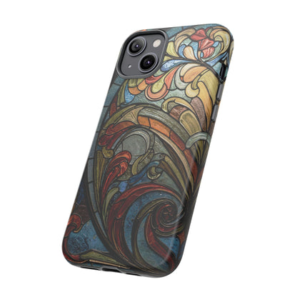 Faux Stained Glass iPhone Case, Art Nouveau Tough Case, Vintage Art Lover Gift, Durable Protector, Artistic Phone Cover, Art Deco Phone Case