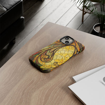 Faux Stained Glass Art Nouveau Style iPhone Case, Tough Cases, Vintage Design, Durable Phone Protector, Earth tones