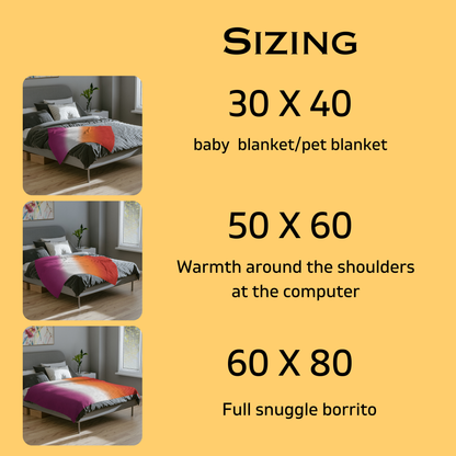 Lesbian Pride Flag Cozy Lightweight Velveteen Microfiber Blanket, Reading Blanket, Dorm Room Throw