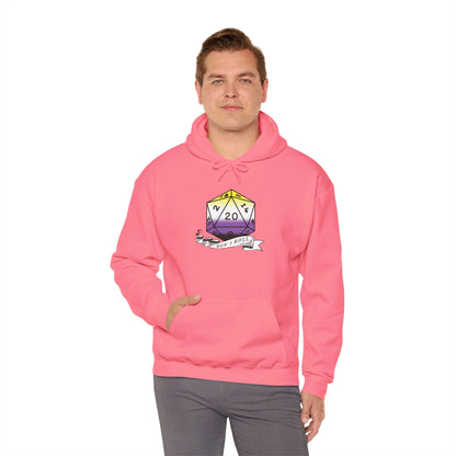 Nerdy Non-Binary Flag Pride | How I Roll | Pride Flag D20 Hoodie | Unisex Heavy Blend™ Hooded Sweatshirt