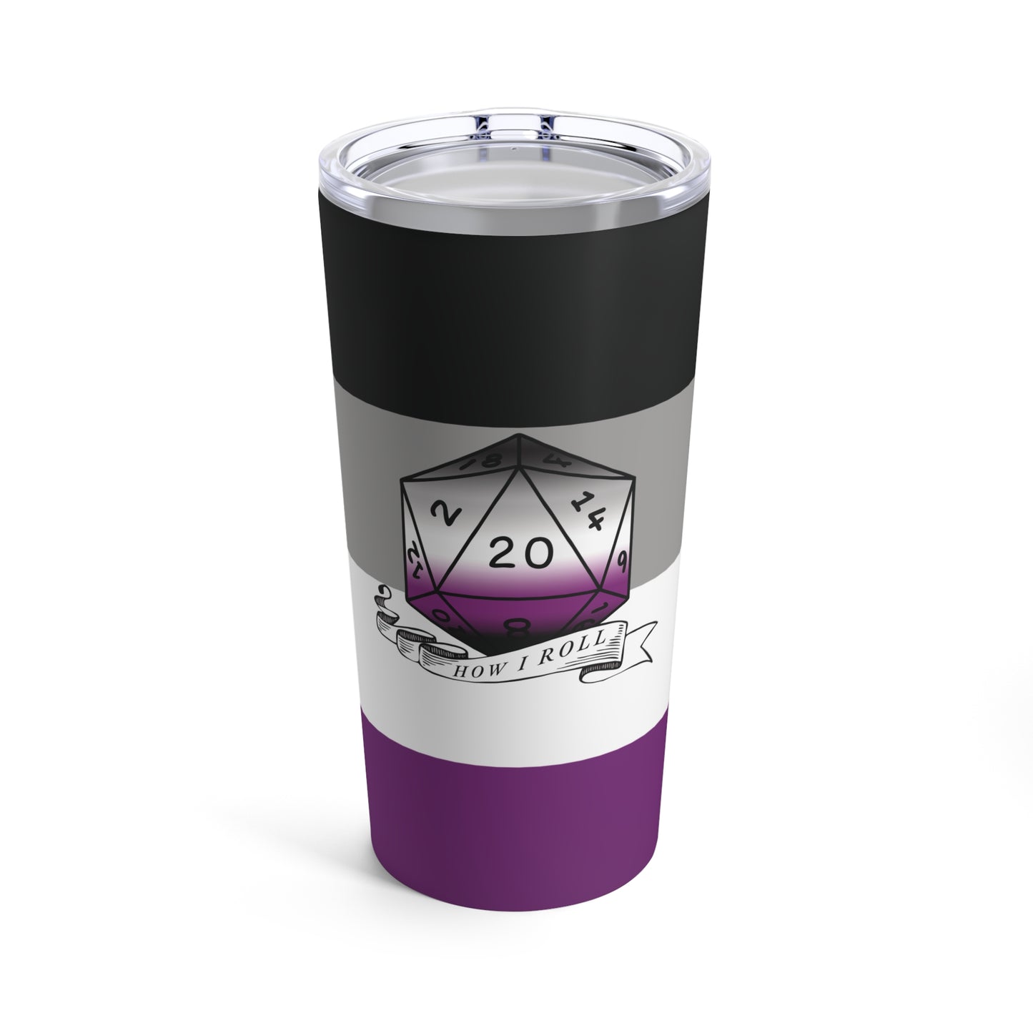 Nerdy Asexual Pride Tumbler | How I Roll | Ace Gift | 20 oz