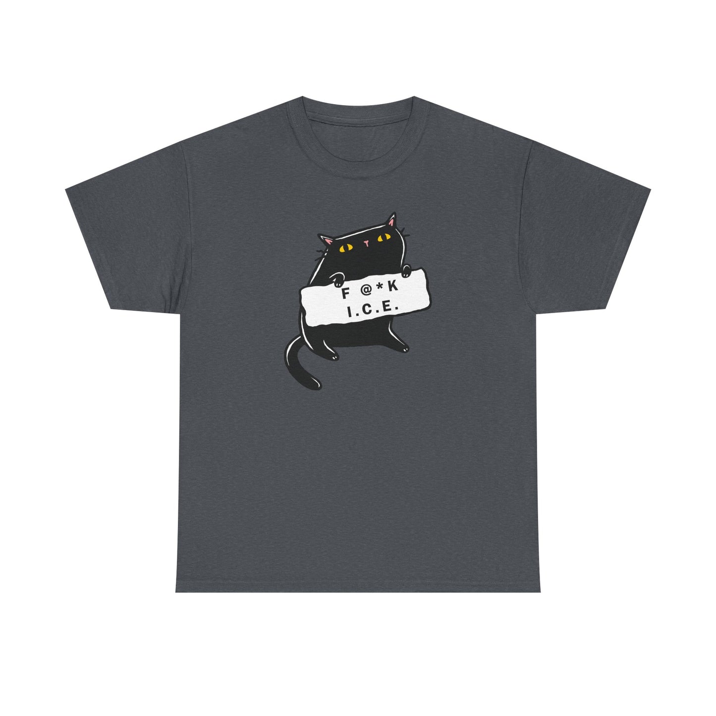 Black Cat Protest Unisex Tee - F**k Ice, Activist Cotton T-Shirt, Cat Lover Gift, Anti-Trump Shirt, Protester Gift, Political Tee