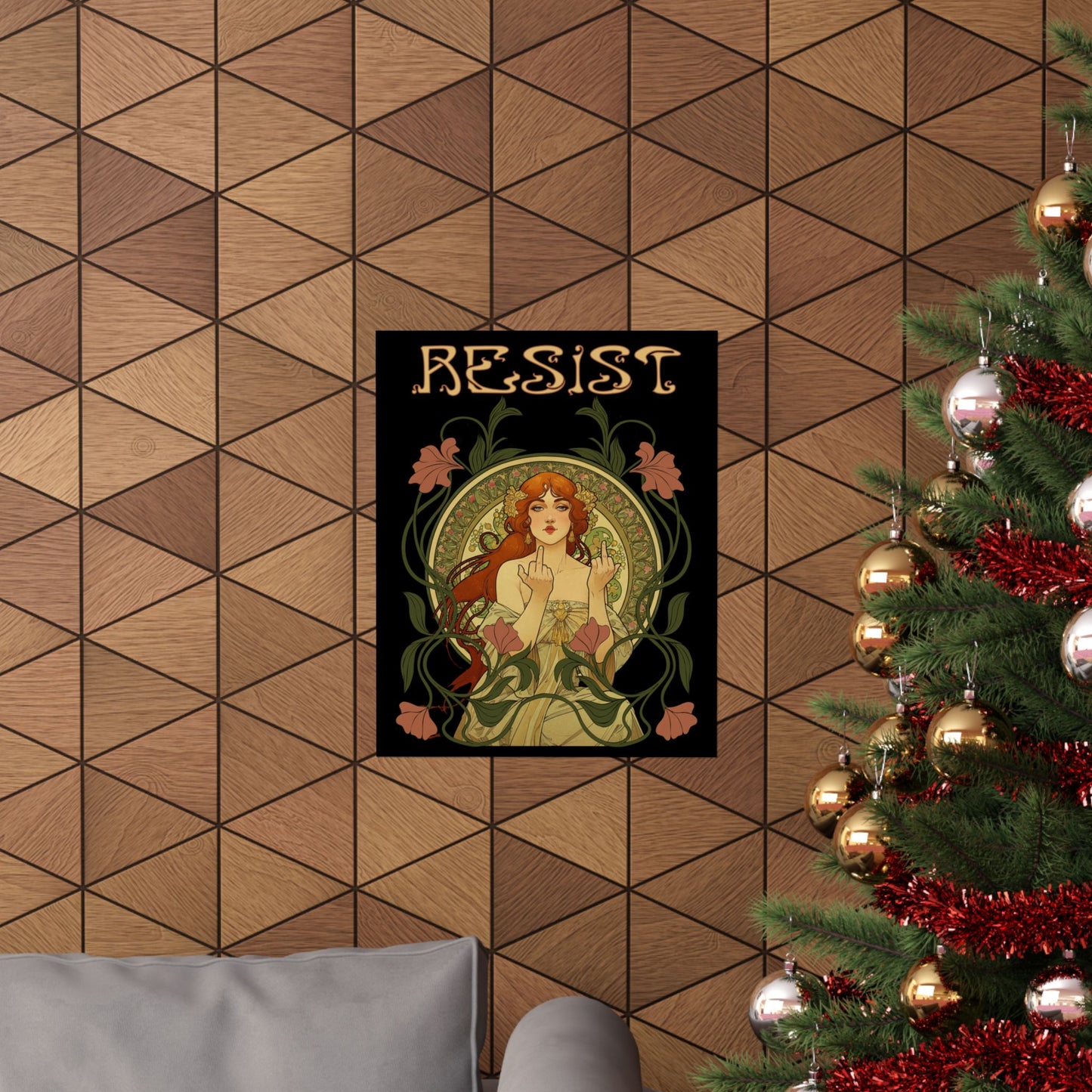 Resist Art Nouveau Home Decor, Gift Ideas, Motivational Wall Art, Modern Feminism. Matte Print, Wall Hanging, Dorm Room