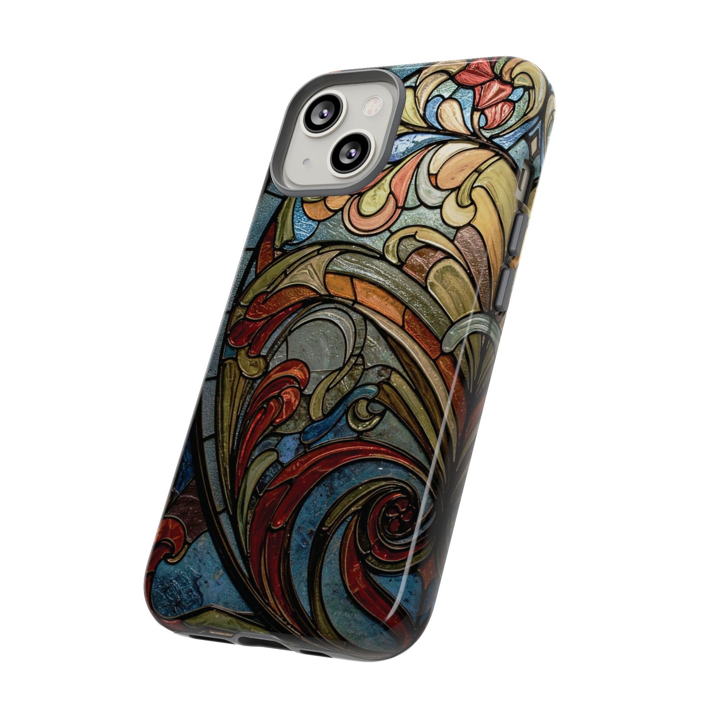 Faux Stained Glass iPhone Case, Art Nouveau Tough Case, Vintage Art Lover Gift, Durable Protector, Artistic Phone Cover, Art Deco Phone Case