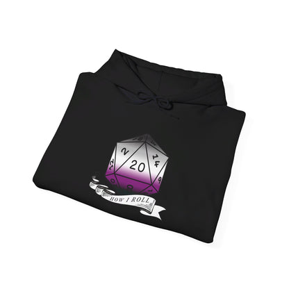 Nerdy Asexual Flag Pride | How I Roll | Pride Flag D20 Hoodie | Unisex Heavy Blend™ Hooded Sweatshirt