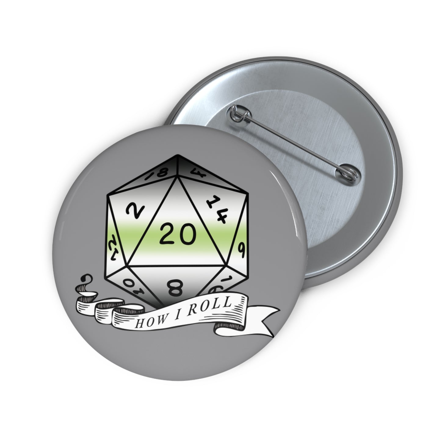 D20 Agender Pride Flag How I Roll Button Pin, LGBTQ+ Pin, Genderqueer Accessories, Statement Pin, Pride Parade Gear