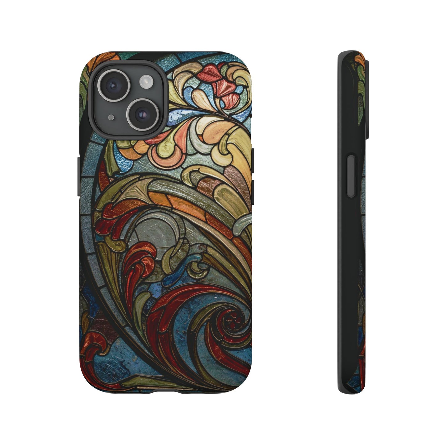 Faux Stained Glass iPhone Case, Art Nouveau Tough Case, Vintage Art Lover Gift, Durable Protector, Artistic Phone Cover, Art Deco Phone Case