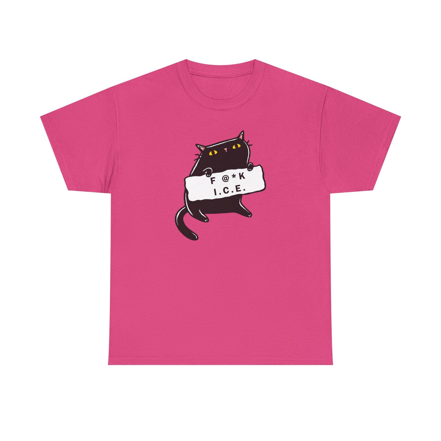 Black Cat Protest Unisex Tee - F**k Ice, Activist Cotton T-Shirt, Cat Lover Gift, Anti-Trump Shirt, Protester Gift, Political Tee
