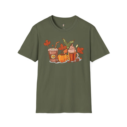 Fall Coffee Shirt, Cute Fall T-Shirt, Coffee Lover tee, Halloween Pumpkin Latte, Pumpkin Spice Shirt,  Unisex Softstyle T-Shirt