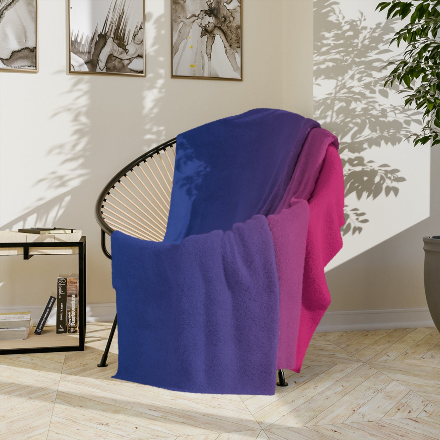 Bisexual Pride Flag Cozy Lightweight Velveteen Microfiber Blanket, Reading Blanket, Dorm Room Throw