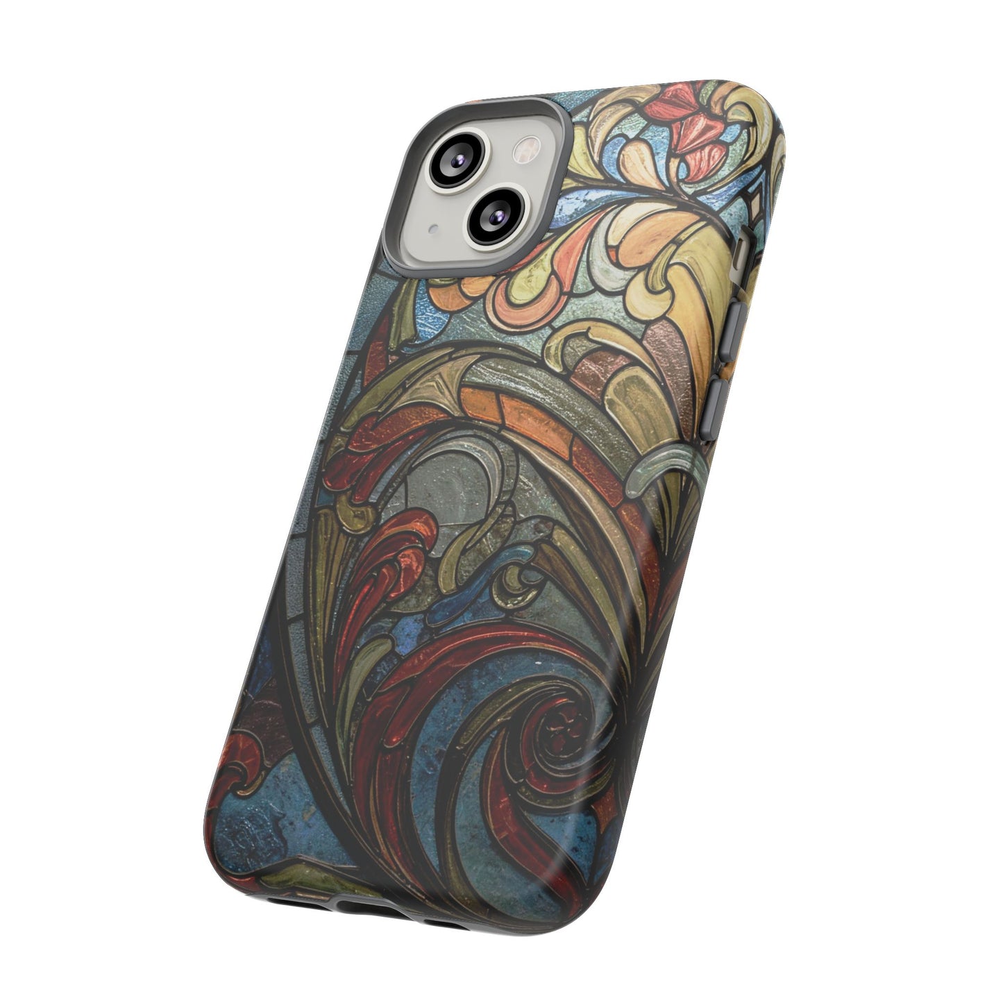 Faux Stained Glass iPhone Case, Art Nouveau Tough Case, Vintage Art Lover Gift, Durable Protector, Artistic Phone Cover, Art Deco Phone Case