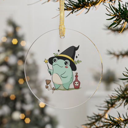 Acrylic Ornaments - Magical Witch Frog with Potions, Halloween Decor, Holiday Gift, Spooky Christmas Ornament, Cute Sorcerer Frog