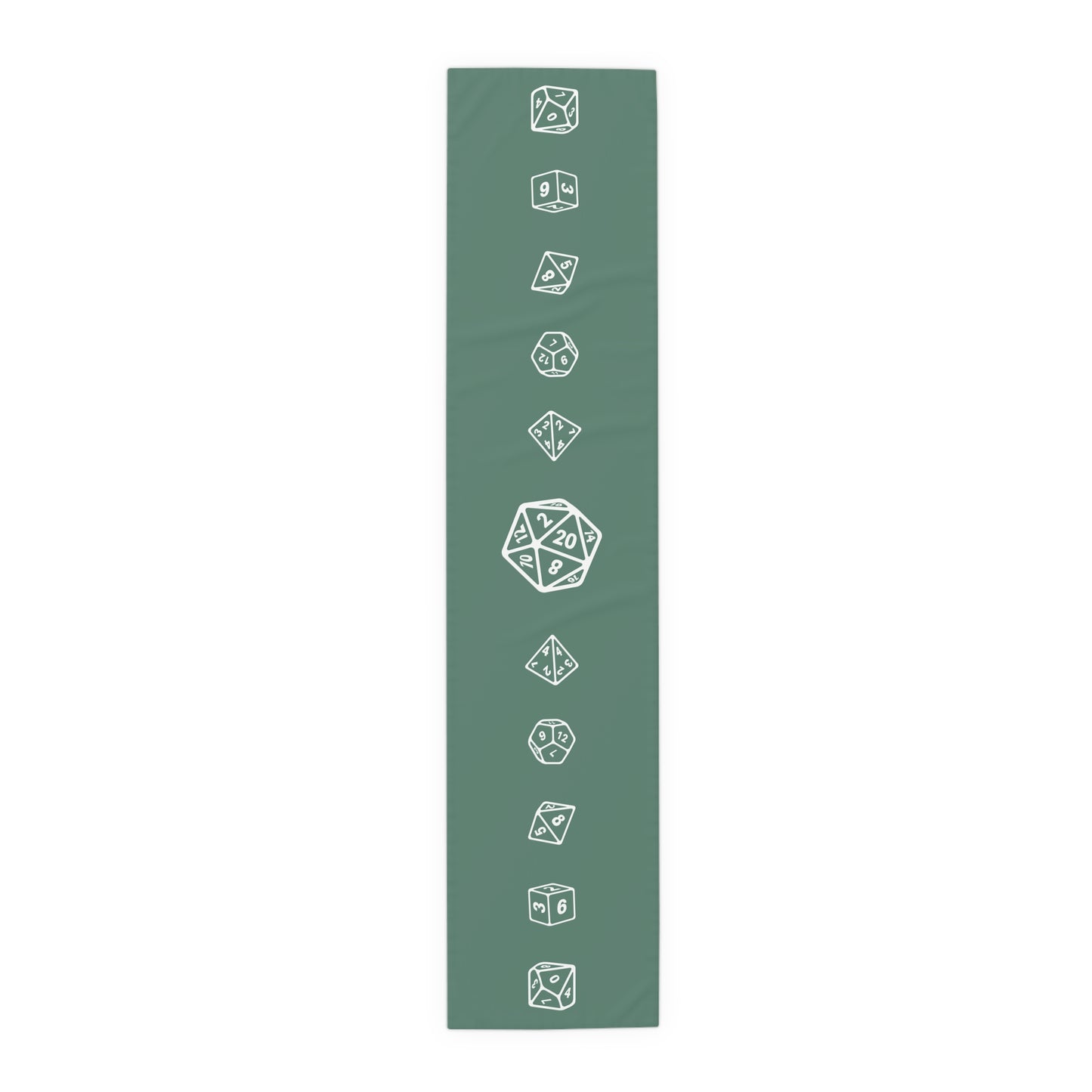Sage Green D20 Table Runner, Game Night, TTRPG Decorations, Dungeons & Dragons Tabletop Games, Wedding Decor
