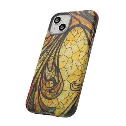 Faux Stained Glass Art Nouveau Style iPhone Case, Tough Cases, Vintage Design, Durable Phone Protector, Earth tones
