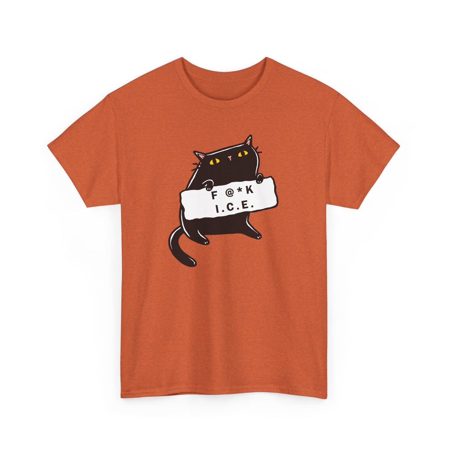 Black Cat Protest Unisex Tee - F**k Ice, Activist Cotton T-Shirt, Cat Lover Gift, Anti-Trump Shirt, Protester Gift, Political Tee
