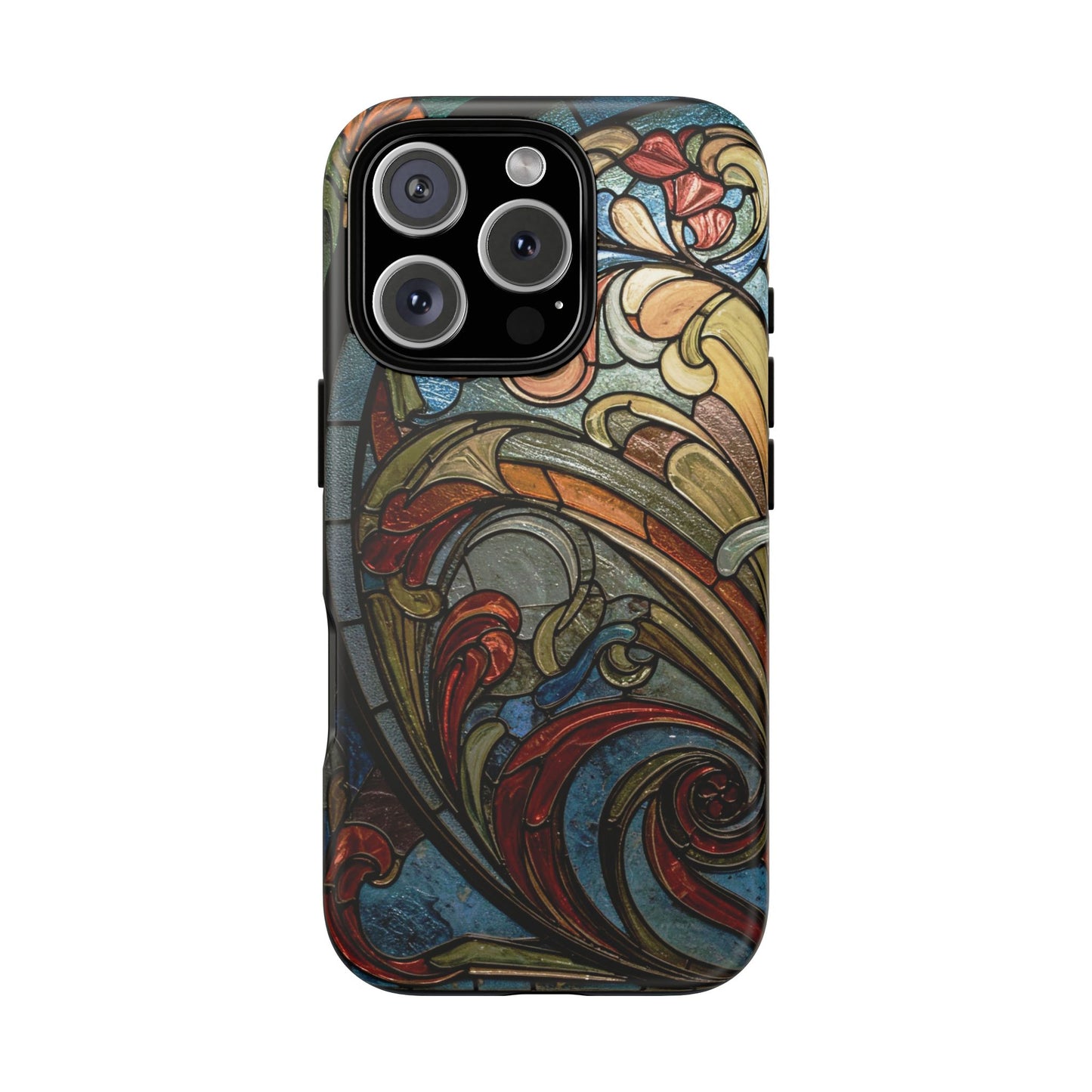 Faux Stained Glass iPhone Case, Art Nouveau Tough Case, Vintage Art Lover Gift, Durable Protector, Artistic Phone Cover, Art Deco Phone Case