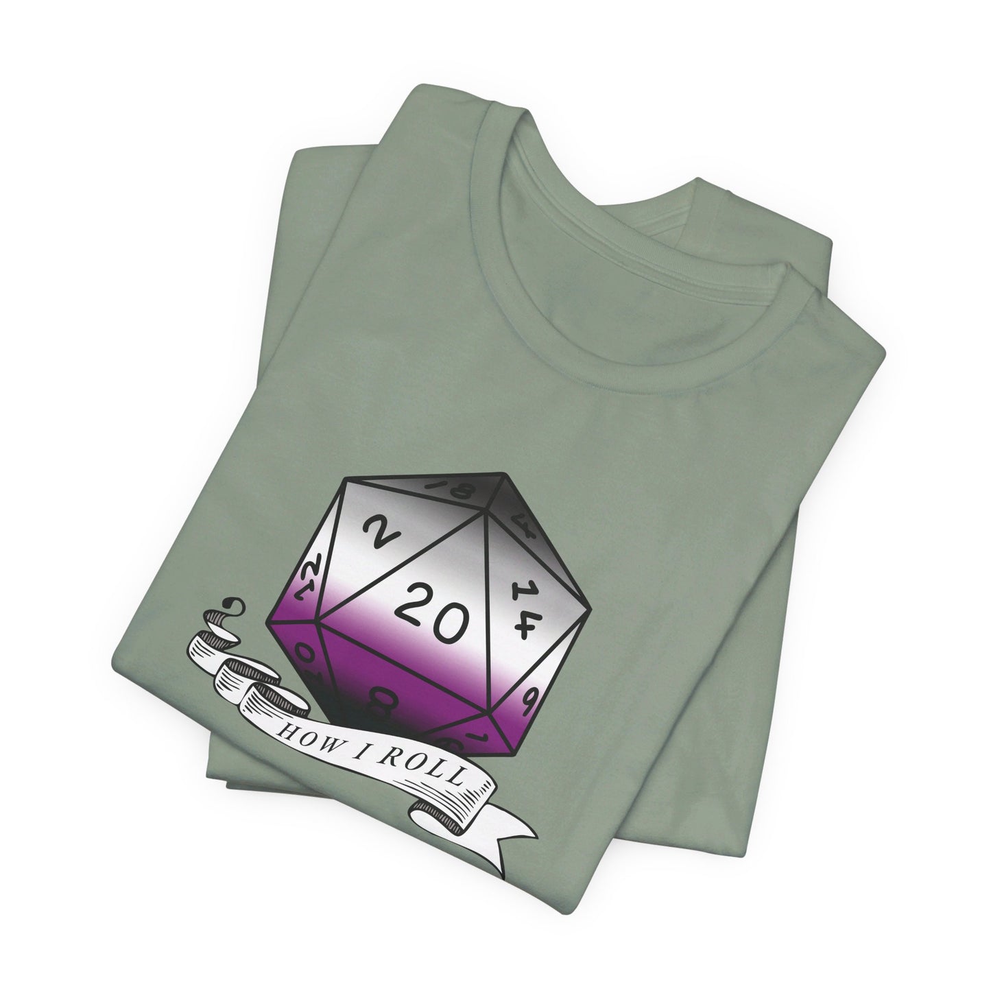 This Is How I Roll | Pride Flag D20 T-Shirt | Unisex T-Shirt | Nerdy Asexual Pride