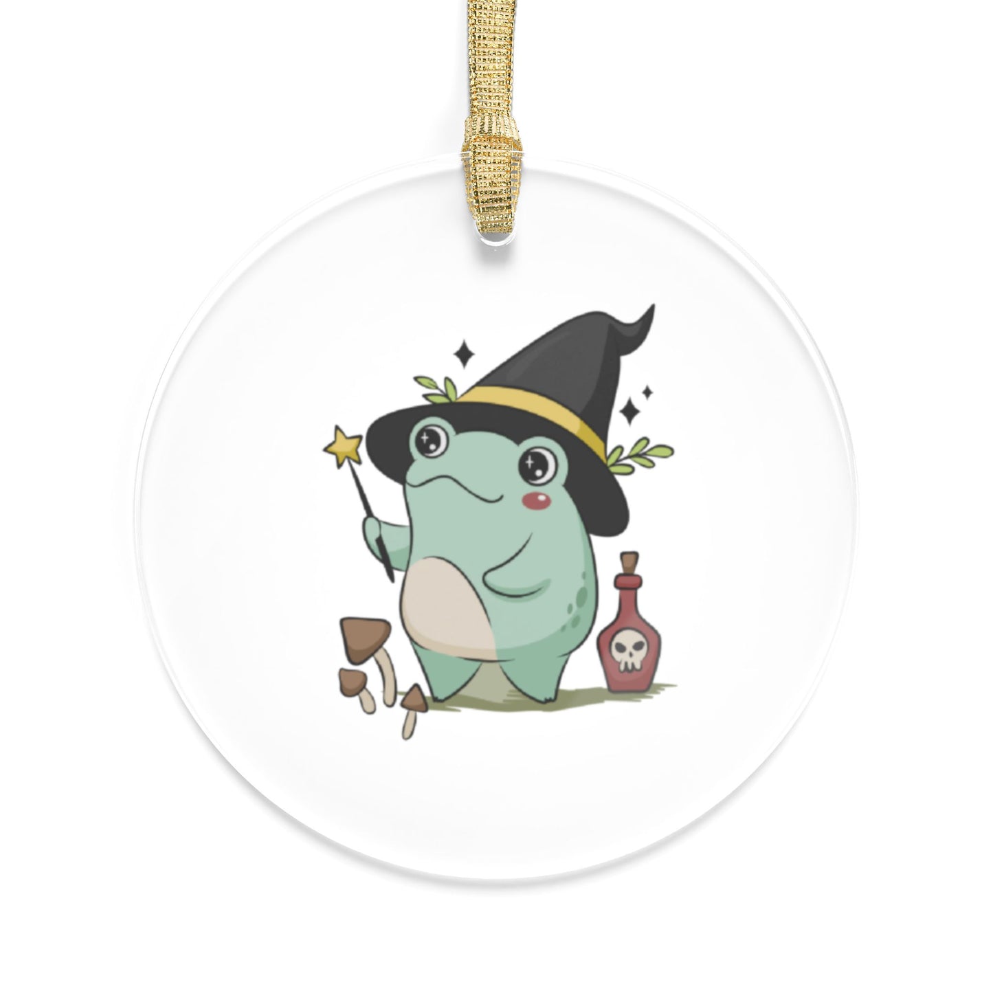 Acrylic Ornaments - Magical Witch Frog with Potions, Halloween Decor, Holiday Gift, Spooky Christmas Ornament, Cute Sorcerer Frog