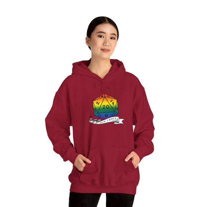 Nerdy Rainbow Flag Pride | How I Roll | Pride Flag D20 Hoodie | Unisex Heavy Blend™ Hooded Sweatshirt