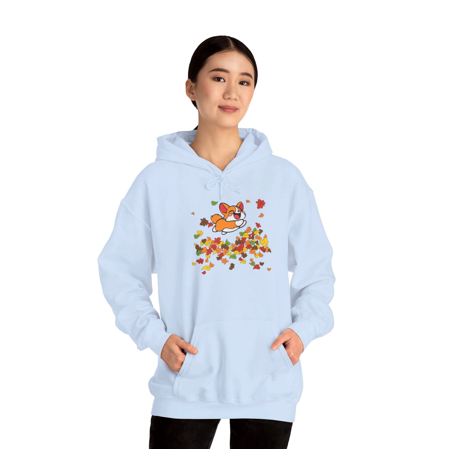 Cute Corgi Fall Autumn Leaves Hoodie