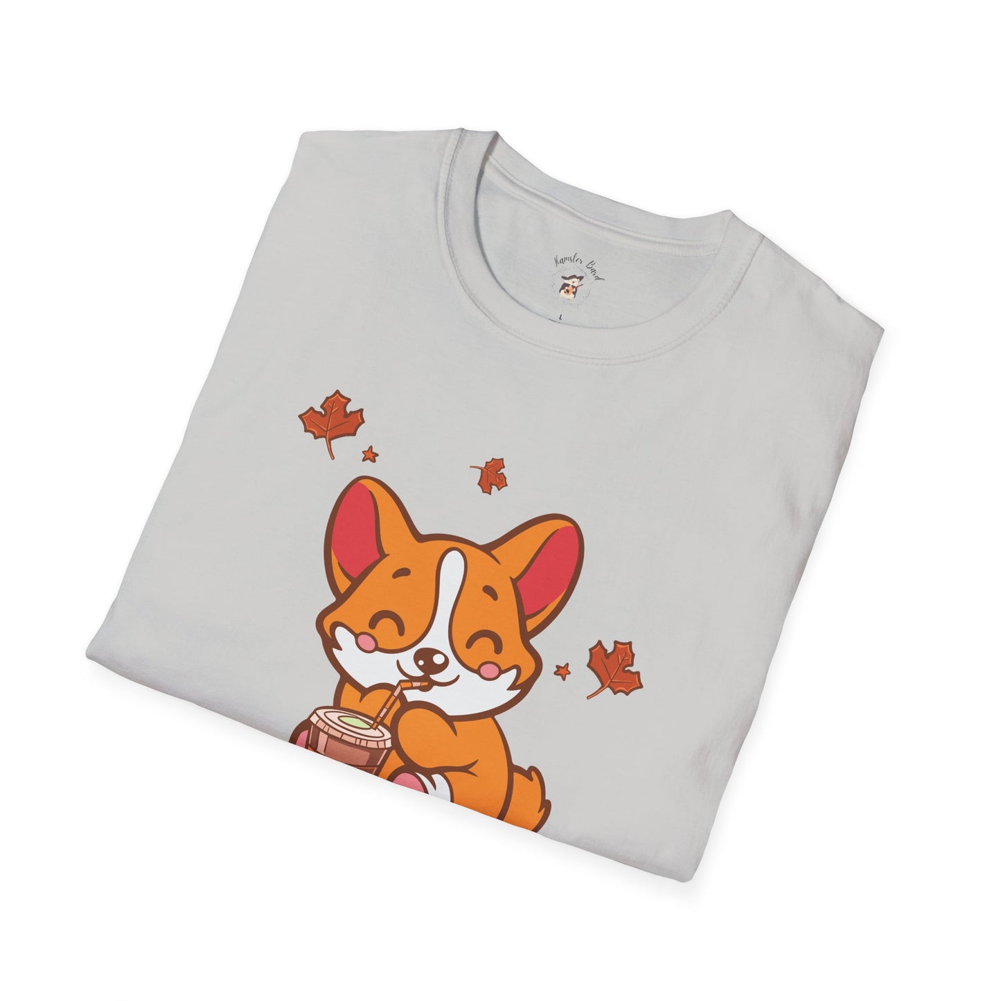 Cute Corgi, Coffee Lover tee Shirt, Halloween Fall Pumpkin Spice Latte, Unisex Softstyle T-Shirt
