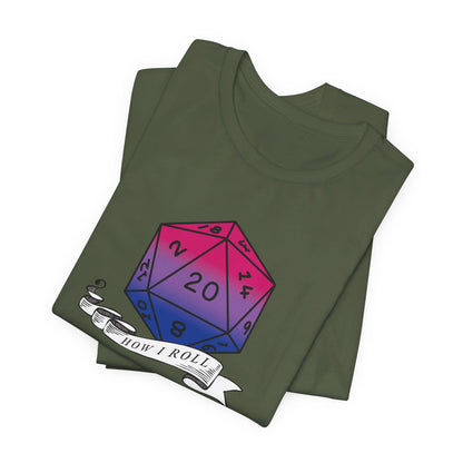 This Is How I Roll | Pride Flag D20 T-Shirt | Unisex T-Shirt | Nerdy Bisexual Pride