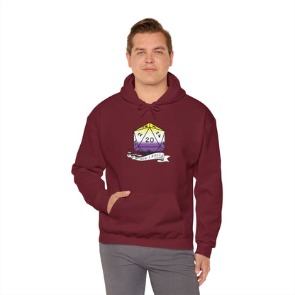 Nerdy Non-Binary Flag Pride | How I Roll | Pride Flag D20 Hoodie | Unisex Heavy Blend™ Hooded Sweatshirt