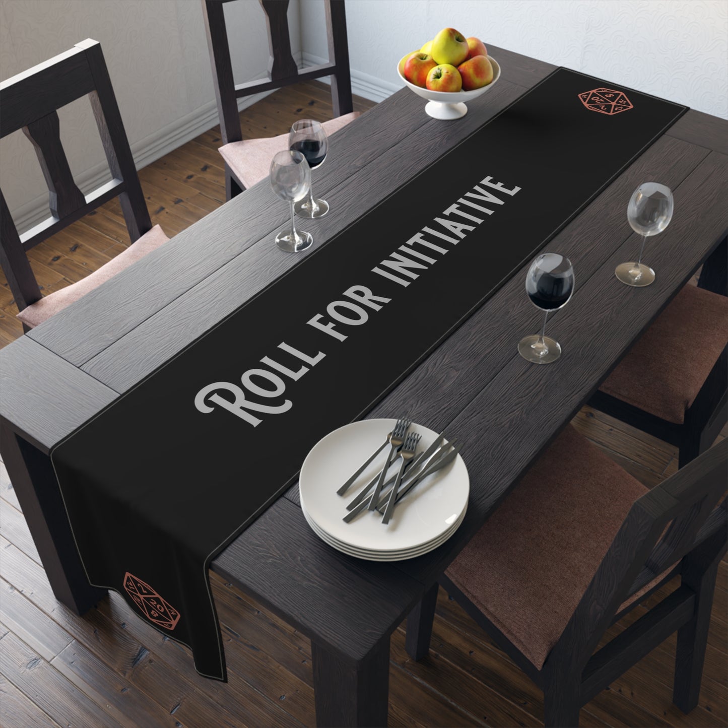 D20 Roll For Initiative Table Runner, Game Night, DnD Table. Gaming Table,  (Cotton, Poly)