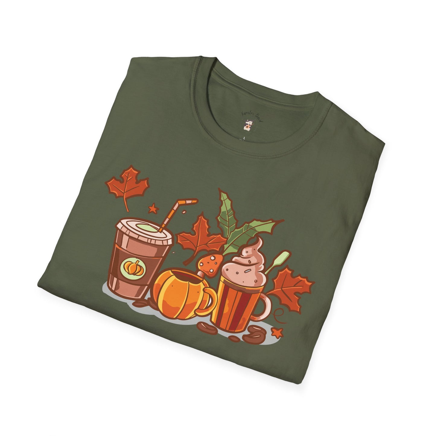 Fall Coffee Shirt, Cute Fall T-Shirt, Coffee Lover tee, Halloween Pumpkin Latte, Pumpkin Spice Shirt,  Unisex Softstyle T-Shirt