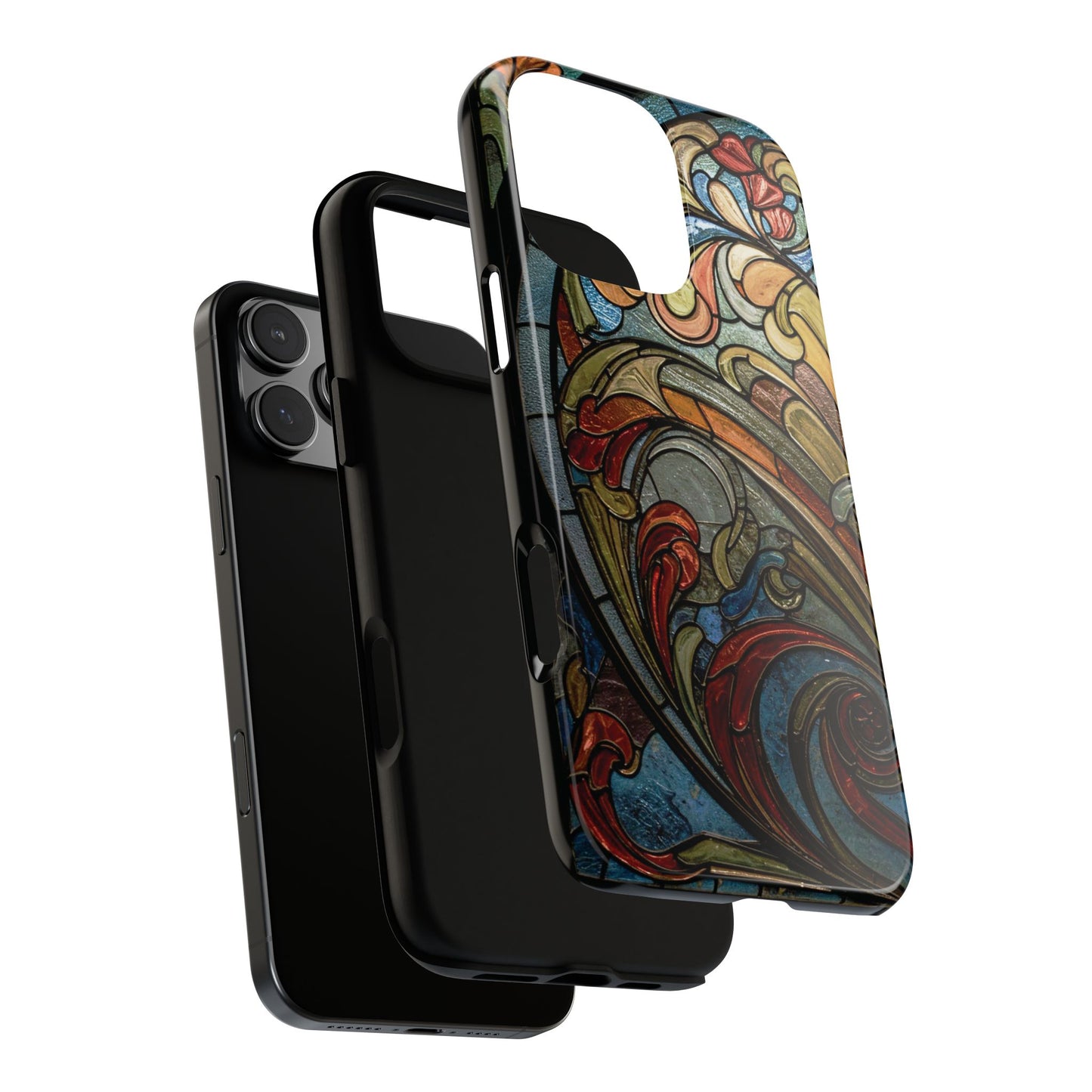 Faux Stained Glass iPhone Case, Art Nouveau Tough Case, Vintage Art Lover Gift, Durable Protector, Artistic Phone Cover, Art Deco Phone Case