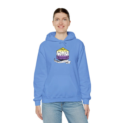 Nerdy Non-Binary Flag Pride | How I Roll | Pride Flag D20 Hoodie | Unisex Heavy Blend™ Hooded Sweatshirt