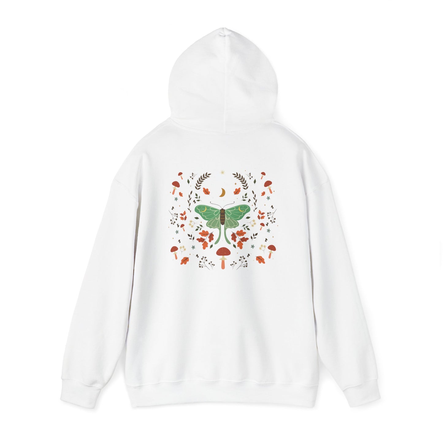 Luna Moth Vintage Boho Hoodie Woodland Vibes Green Moth Sweater Forest Botanical Floral Top Hooded Sweatshirt
