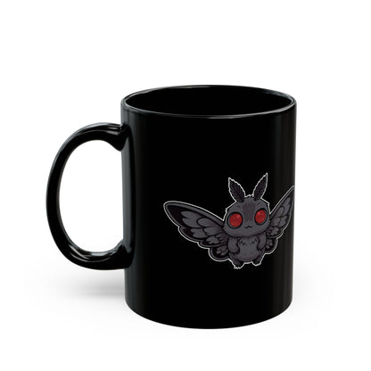 Cute Chibi Mothman, Dark Aesthetic Coffee Cup, Gift for Office, 11oz 15oz, Printed on Both Sides, Cryptid Lover's Tea Mug, Occult