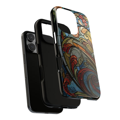 Faux Stained Glass iPhone Case, Art Nouveau Tough Case, Vintage Art Lover Gift, Durable Protector, Artistic Phone Cover, Art Deco Phone Case