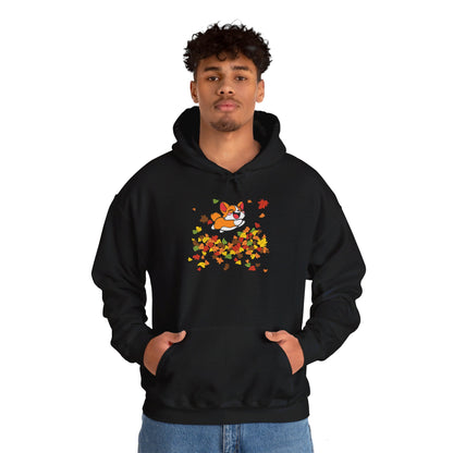 Cute Corgi Fall Autumn Leaves Hoodie