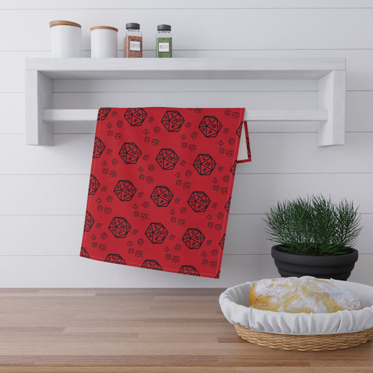 D20 Dice Pattern Tea Towels, Gamer Home Decor, Kitchen Gift for Chefs, Dungeons & Dragons, Geeky Kitchen Towels