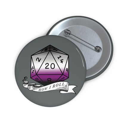 D20 ACE Pride Flag How I Roll Button Pin, LGBTQ+ Pin, ACE Accessories, Statement Pin, Pride Parade Gear
