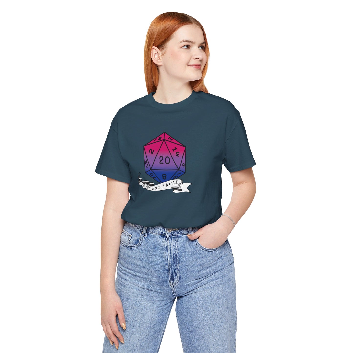 This Is How I Roll | Pride Flag D20 T-Shirt | Unisex T-Shirt | Nerdy Bisexual Pride