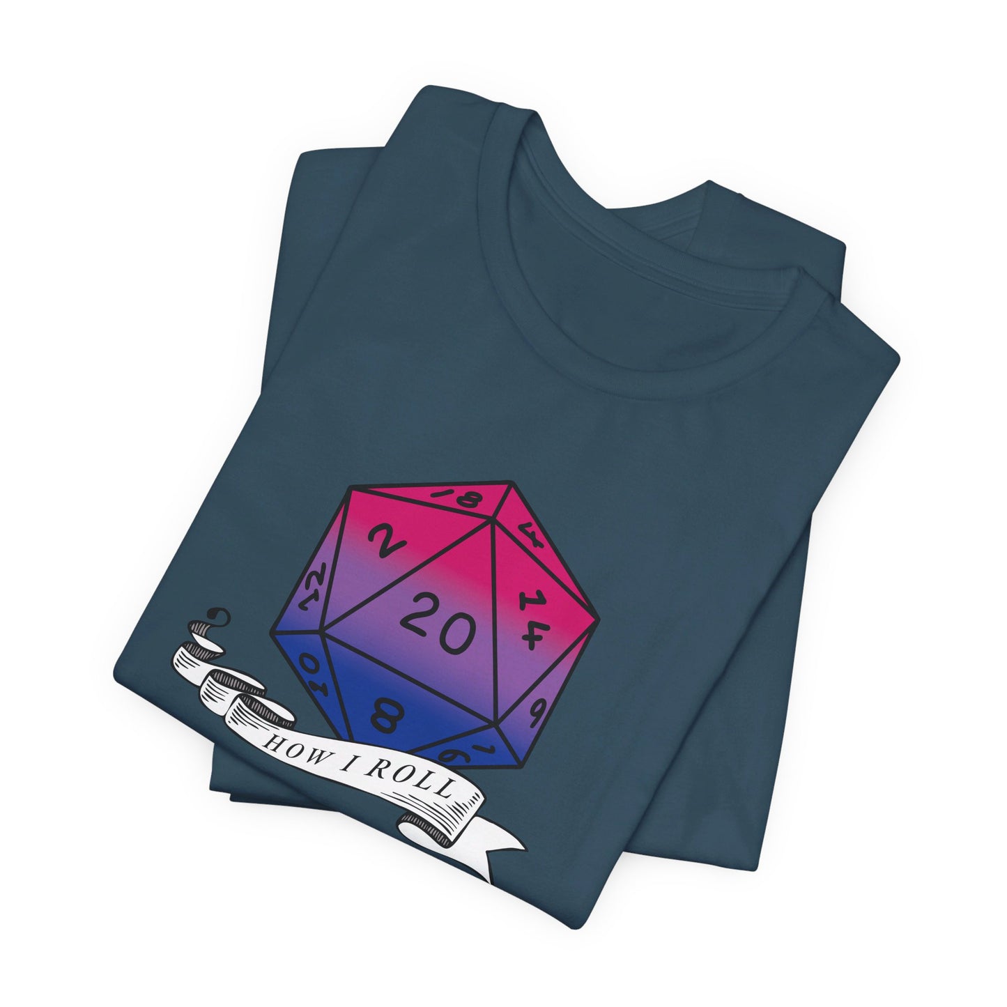 This Is How I Roll | Pride Flag D20 T-Shirt | Unisex T-Shirt | Nerdy Bisexual Pride